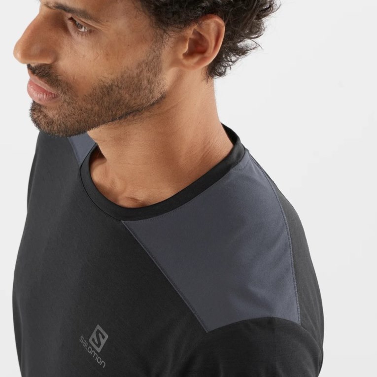 Black Salomon Outline Short Sleeve Men's T-Shirts | PH 76094Z